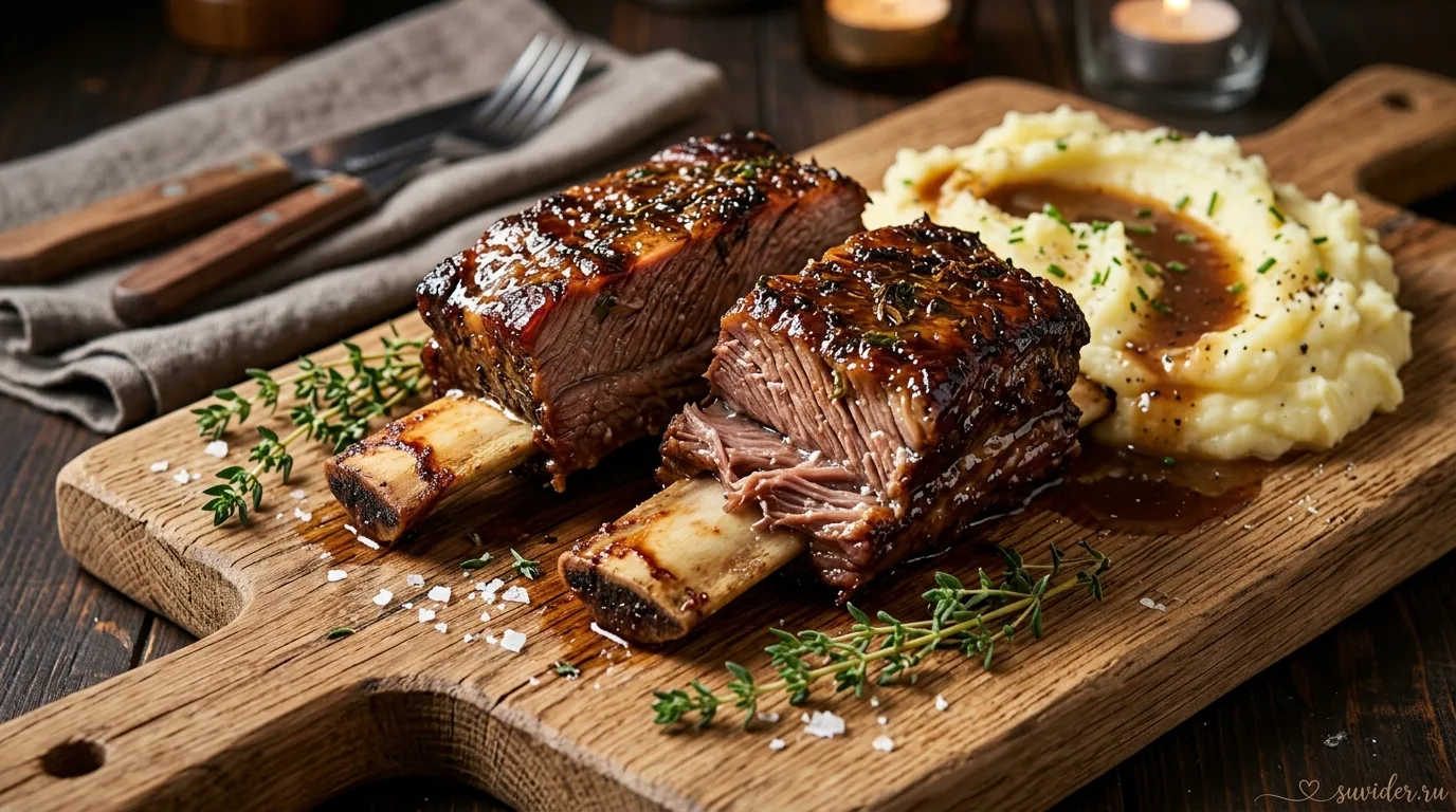 Говяжьи рёбра short ribs сувид: 74 °C и 24 часа